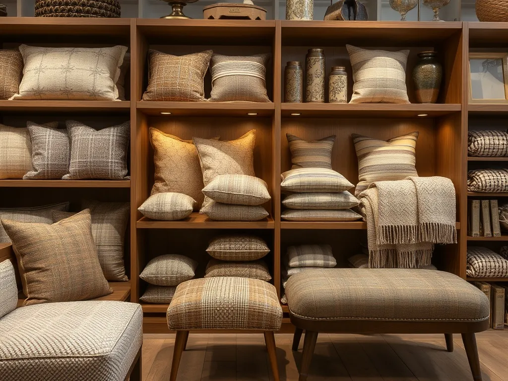 Shelf styling Shelf with wool throws and baskets