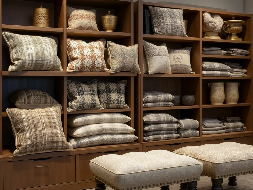 Autumn tweed cushions in moss and umber