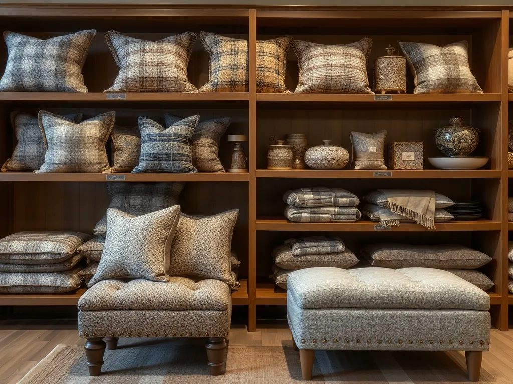 Cushions and throw on armchair