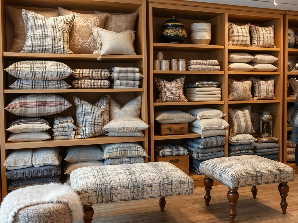 Workspace with textiles and natural materials