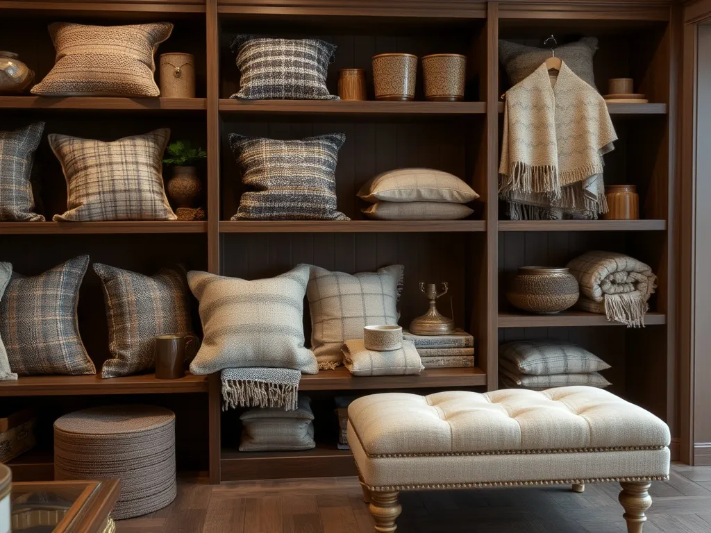 Natural fibre textiles in earthy palette