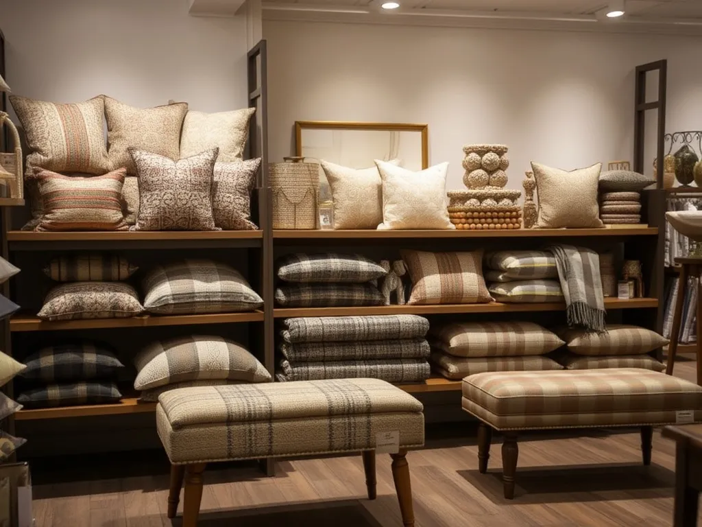 Cozy showroom with tweed and wool products